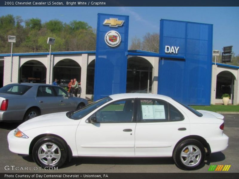 Bright White / Graphite 2001 Chevrolet Cavalier LS Sedan