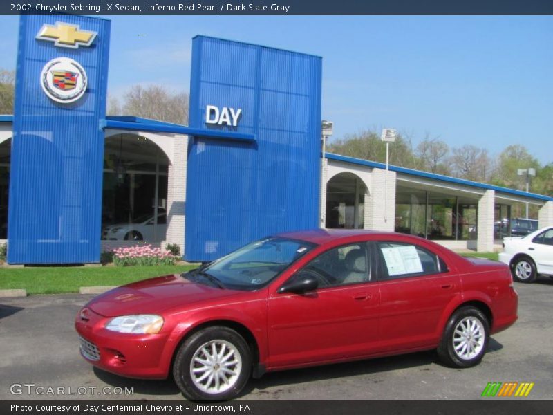 Inferno Red Pearl / Dark Slate Gray 2002 Chrysler Sebring LX Sedan