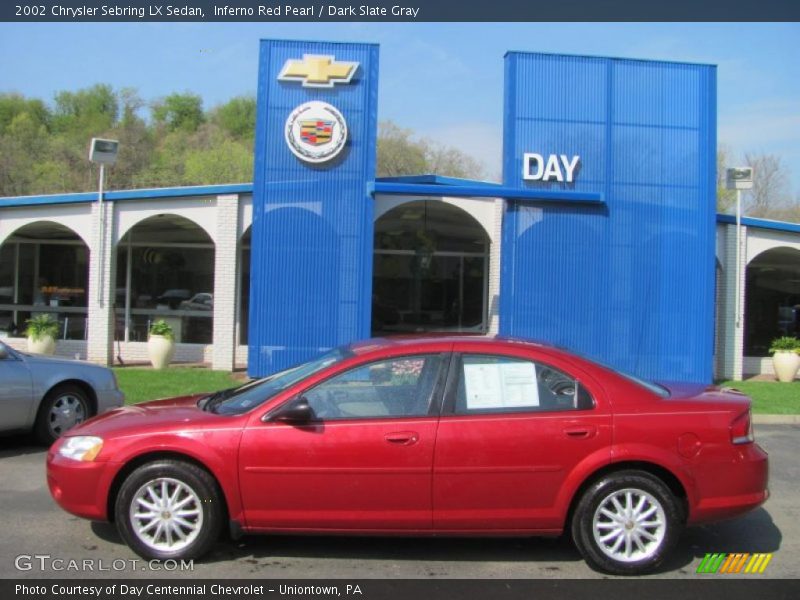 Inferno Red Pearl / Dark Slate Gray 2002 Chrysler Sebring LX Sedan