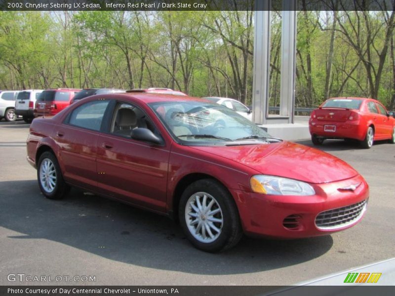 Inferno Red Pearl / Dark Slate Gray 2002 Chrysler Sebring LX Sedan