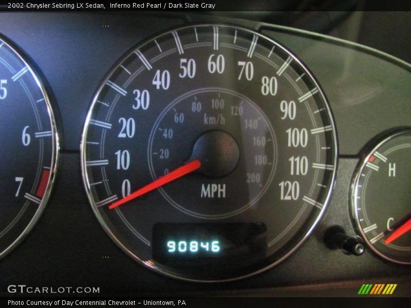 Inferno Red Pearl / Dark Slate Gray 2002 Chrysler Sebring LX Sedan