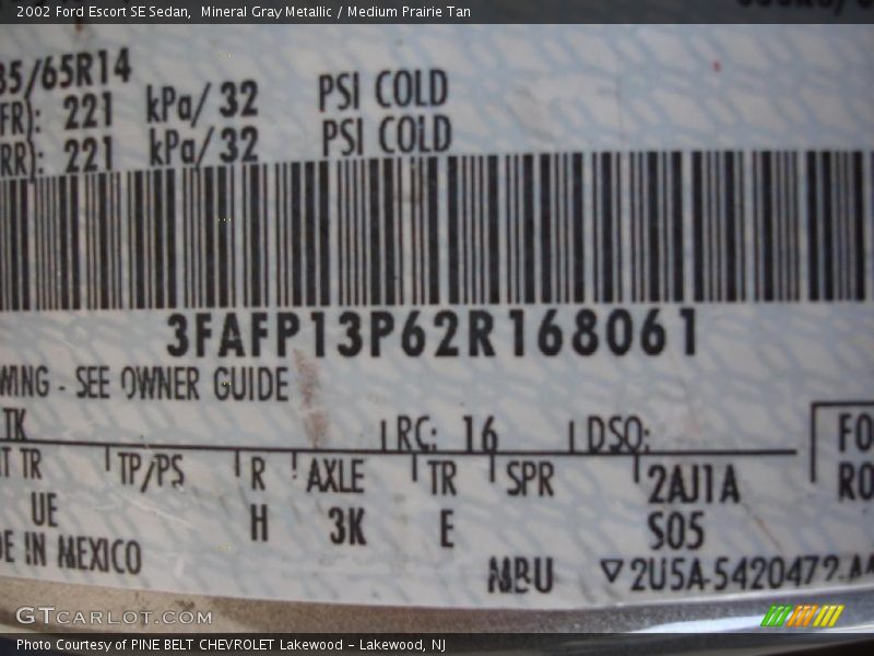 Mineral Gray Metallic / Medium Prairie Tan 2002 Ford Escort SE Sedan