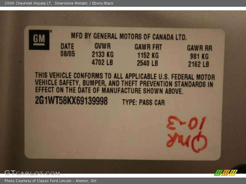 Silverstone Metallic / Ebony Black 2006 Chevrolet Impala LT