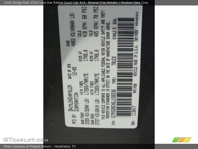Mineral Gray Metallic / Medium Slate Gray 2006 Dodge Ram 2500 Lone Star Edition Quad Cab 4x4