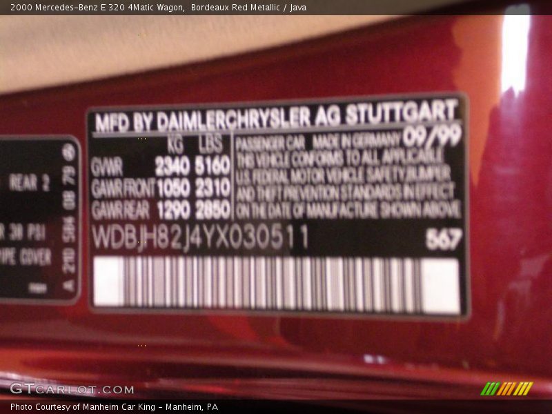 Bordeaux Red Metallic / Java 2000 Mercedes-Benz E 320 4Matic Wagon