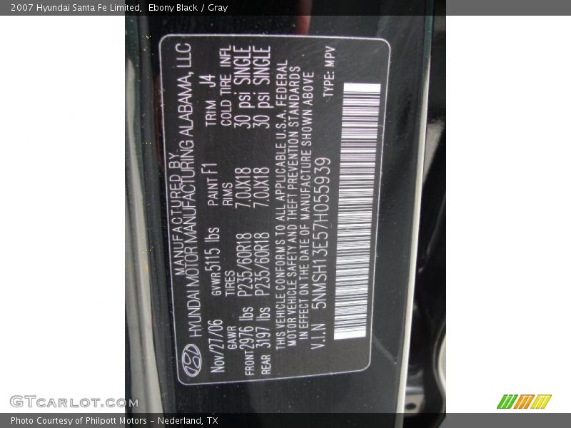 Ebony Black / Gray 2007 Hyundai Santa Fe Limited