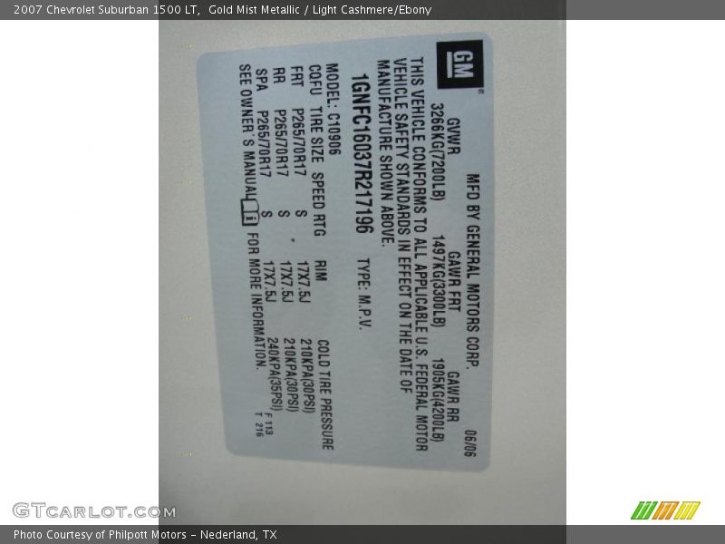 Gold Mist Metallic / Light Cashmere/Ebony 2007 Chevrolet Suburban 1500 LT