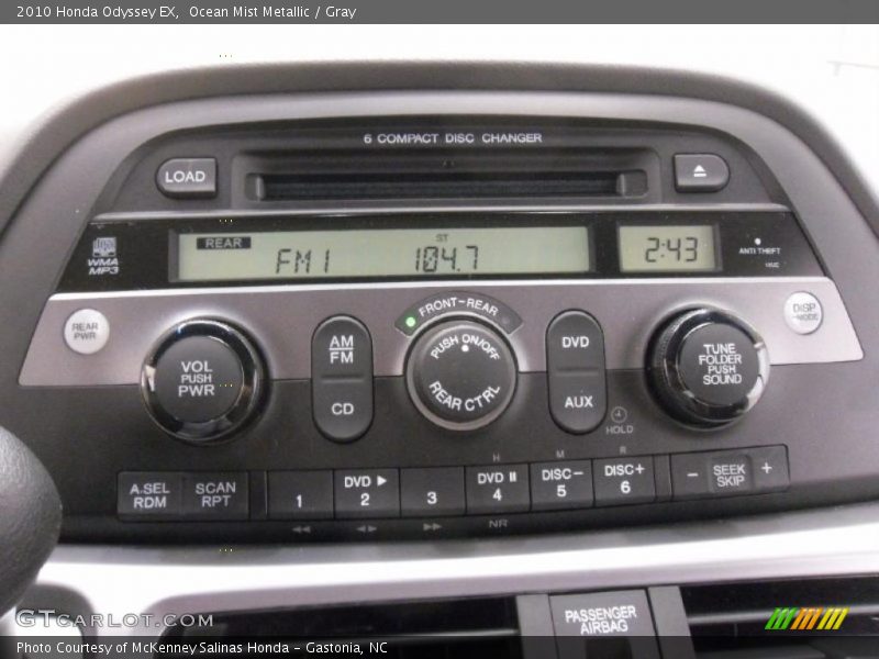 Ocean Mist Metallic / Gray 2010 Honda Odyssey EX