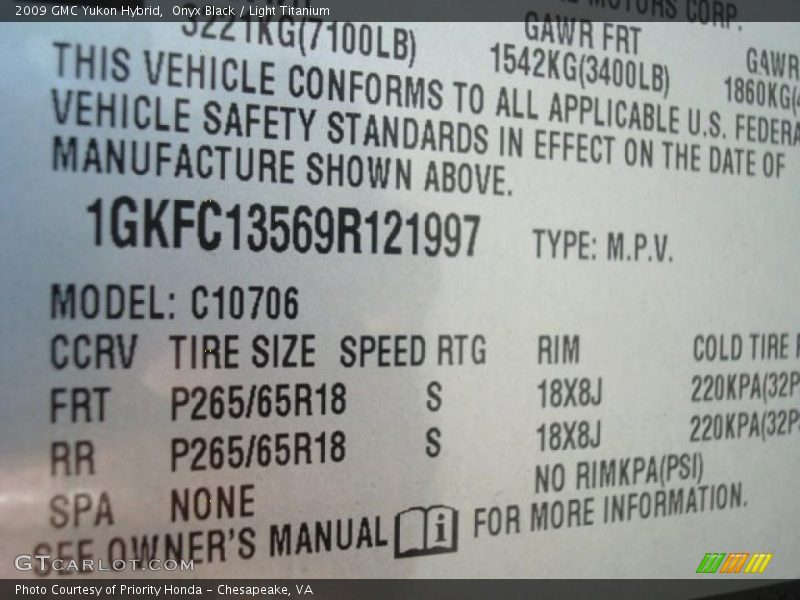 Onyx Black / Light Titanium 2009 GMC Yukon Hybrid