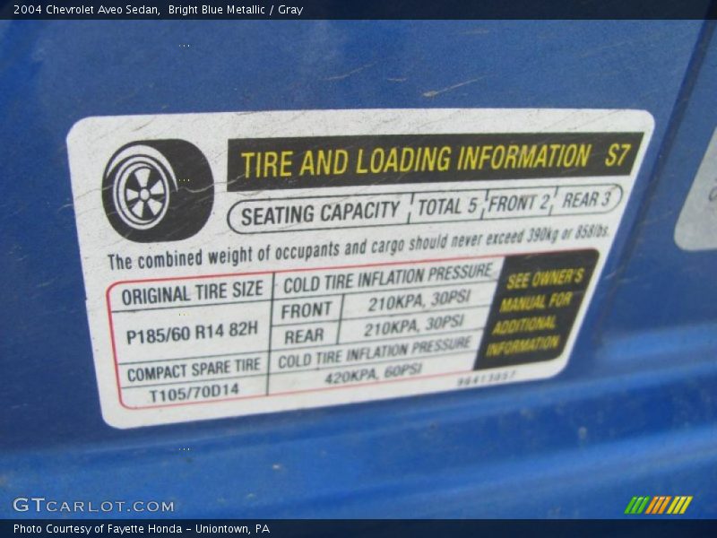 Bright Blue Metallic / Gray 2004 Chevrolet Aveo Sedan