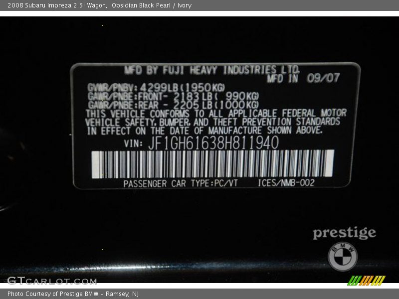 Obsidian Black Pearl / Ivory 2008 Subaru Impreza 2.5i Wagon