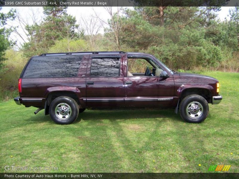 Cherry Red Metallic / Beige 1996 GMC Suburban SLT 4x4