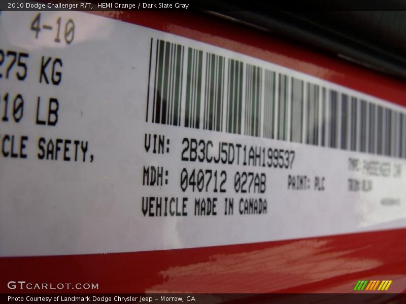 HEMI Orange / Dark Slate Gray 2010 Dodge Challenger R/T
