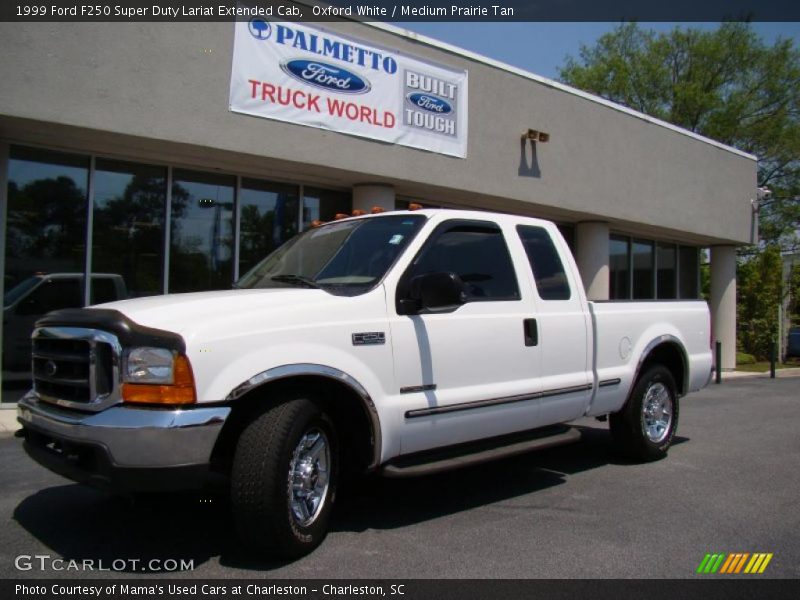 Oxford White / Medium Prairie Tan 1999 Ford F250 Super Duty Lariat Extended Cab