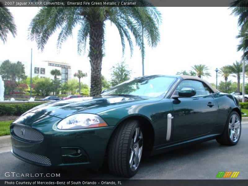 Emerald Fire Green Metallic / Caramel 2007 Jaguar XK XKR Convertible