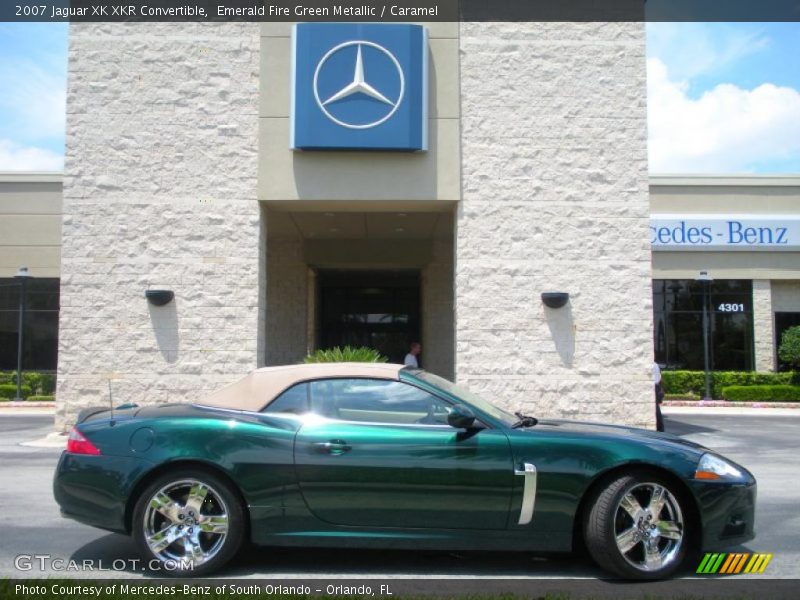 Emerald Fire Green Metallic / Caramel 2007 Jaguar XK XKR Convertible