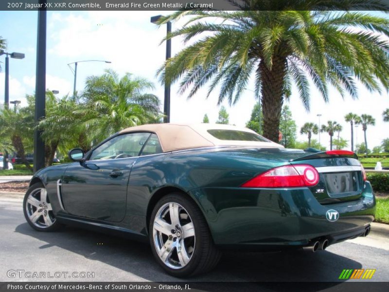 Emerald Fire Green Metallic / Caramel 2007 Jaguar XK XKR Convertible