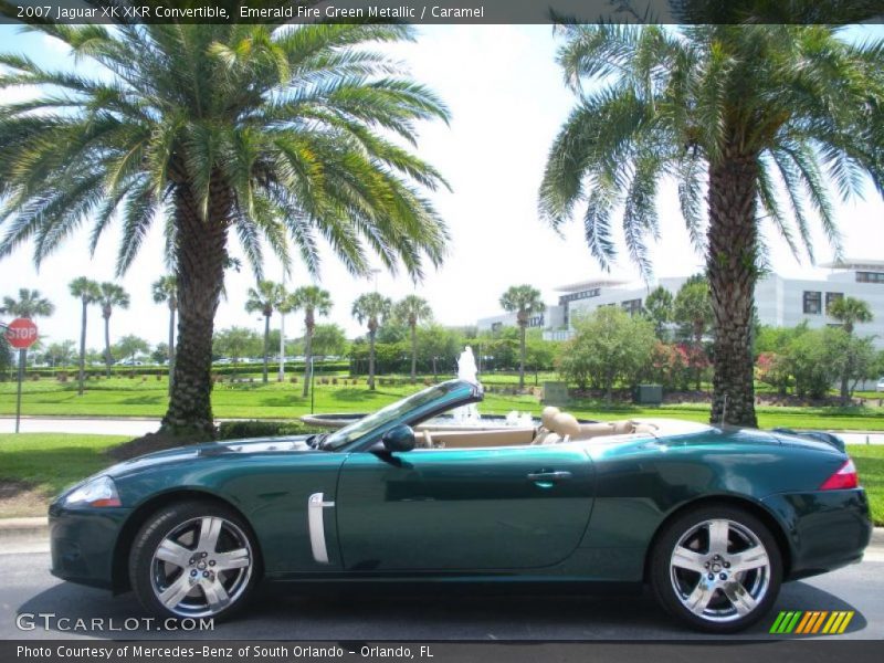 Emerald Fire Green Metallic / Caramel 2007 Jaguar XK XKR Convertible