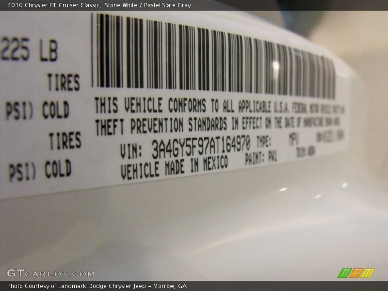 Stone White / Pastel Slate Gray 2010 Chrysler PT Cruiser Classic
