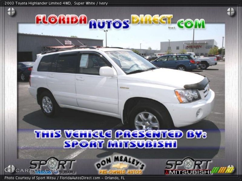 Super White / Ivory 2003 Toyota Highlander Limited 4WD