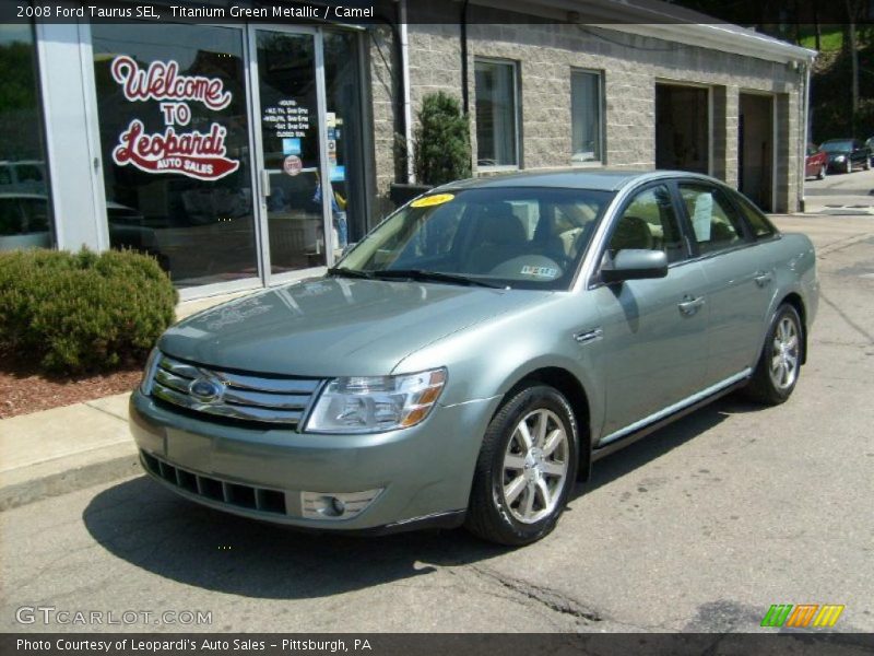 Titanium Green Metallic / Camel 2008 Ford Taurus SEL