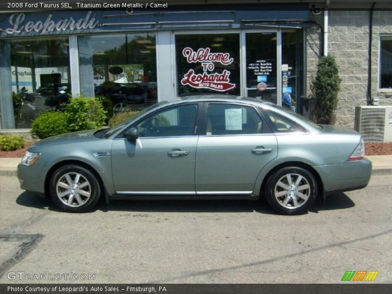 Titanium Green Metallic / Camel 2008 Ford Taurus SEL