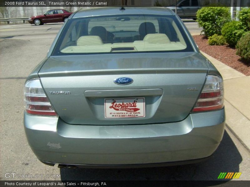 Titanium Green Metallic / Camel 2008 Ford Taurus SEL