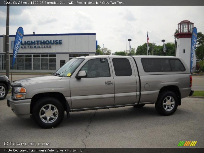 Pewter Metallic / Gray Two Tone 2001 GMC Sierra 1500 C3 Extended Cab 4WD