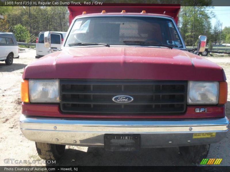 Red / Grey 1988 Ford F350 XL Regular Cab Dump Truck