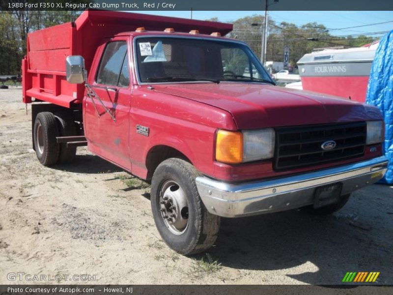 Red / Grey 1988 Ford F350 XL Regular Cab Dump Truck