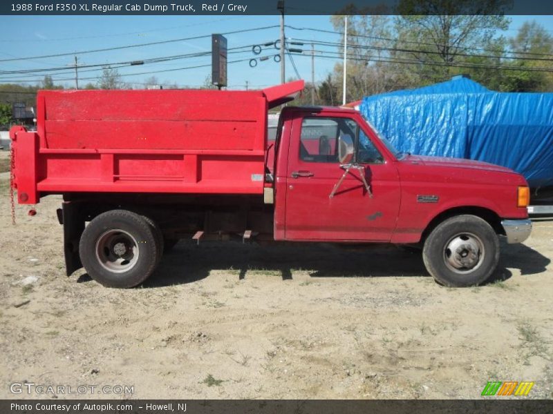 Red / Grey 1988 Ford F350 XL Regular Cab Dump Truck