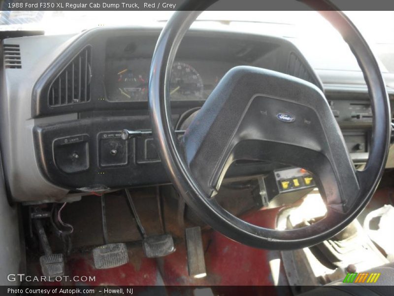 Red / Grey 1988 Ford F350 XL Regular Cab Dump Truck