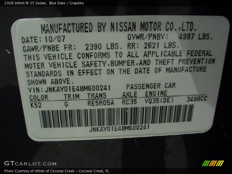 Blue Slate / Graphite 2008 Infiniti M 35 Sedan