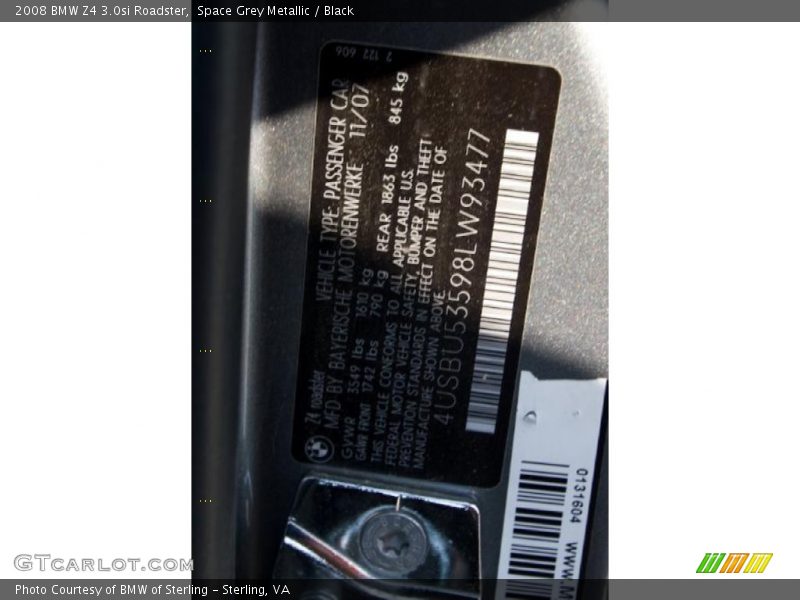 Space Grey Metallic / Black 2008 BMW Z4 3.0si Roadster