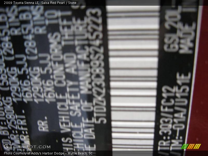 Salsa Red Pearl / Stone 2009 Toyota Sienna LE