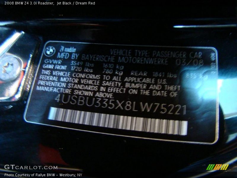 Jet Black / Dream Red 2008 BMW Z4 3.0i Roadster
