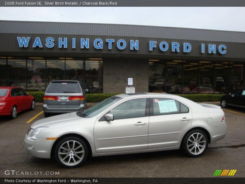 Silver Birch Metallic / Charcoal Black/Red 2008 Ford Fusion SE