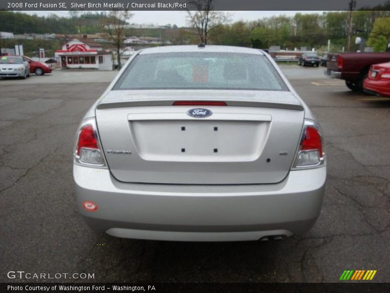 Silver Birch Metallic / Charcoal Black/Red 2008 Ford Fusion SE