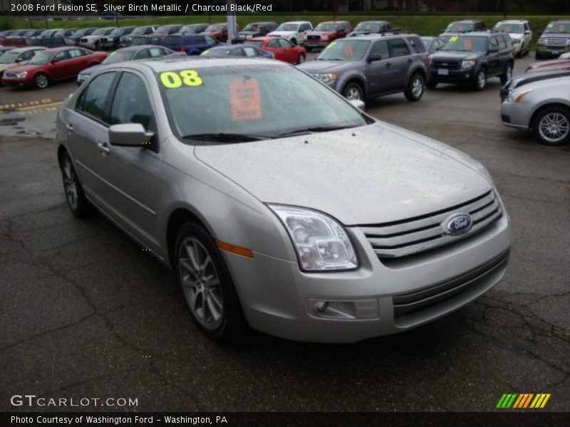 Silver Birch Metallic / Charcoal Black/Red 2008 Ford Fusion SE