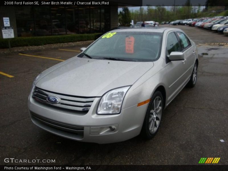 Silver Birch Metallic / Charcoal Black/Red 2008 Ford Fusion SE