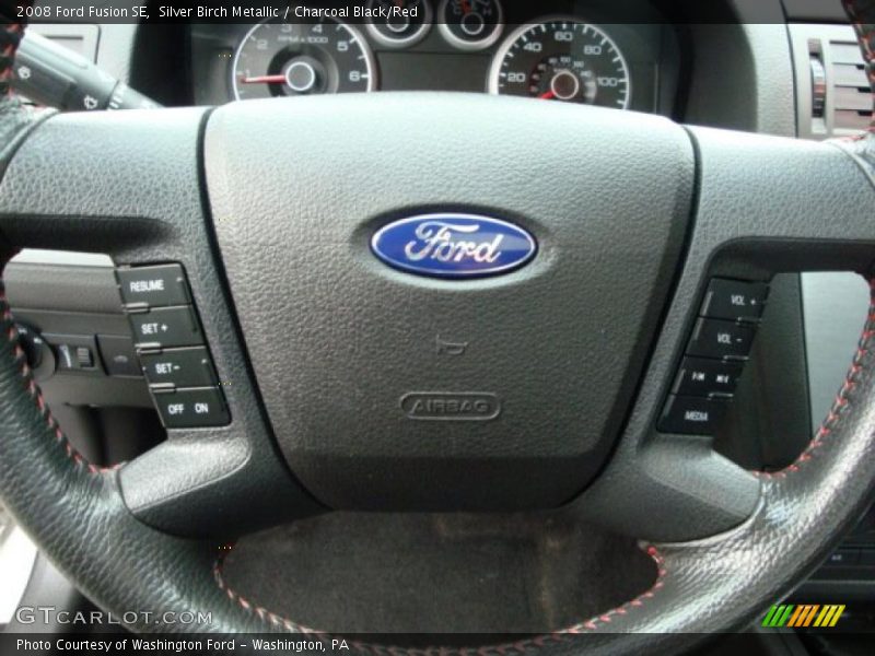 Silver Birch Metallic / Charcoal Black/Red 2008 Ford Fusion SE