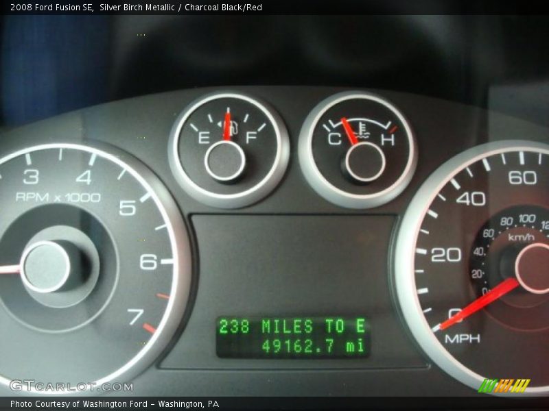 Silver Birch Metallic / Charcoal Black/Red 2008 Ford Fusion SE
