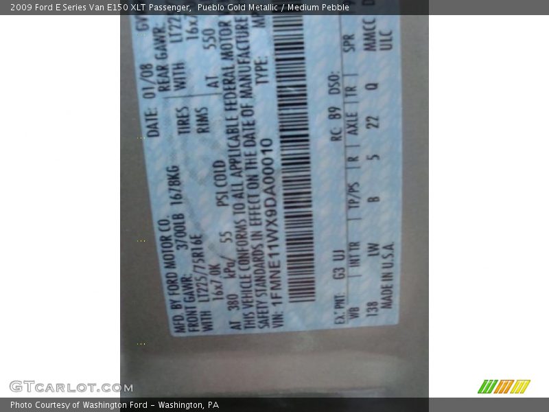 Pueblo Gold Metallic / Medium Pebble 2009 Ford E Series Van E150 XLT Passenger