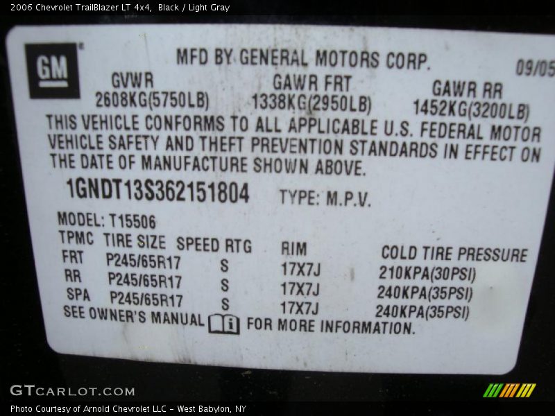 Black / Light Gray 2006 Chevrolet TrailBlazer LT 4x4