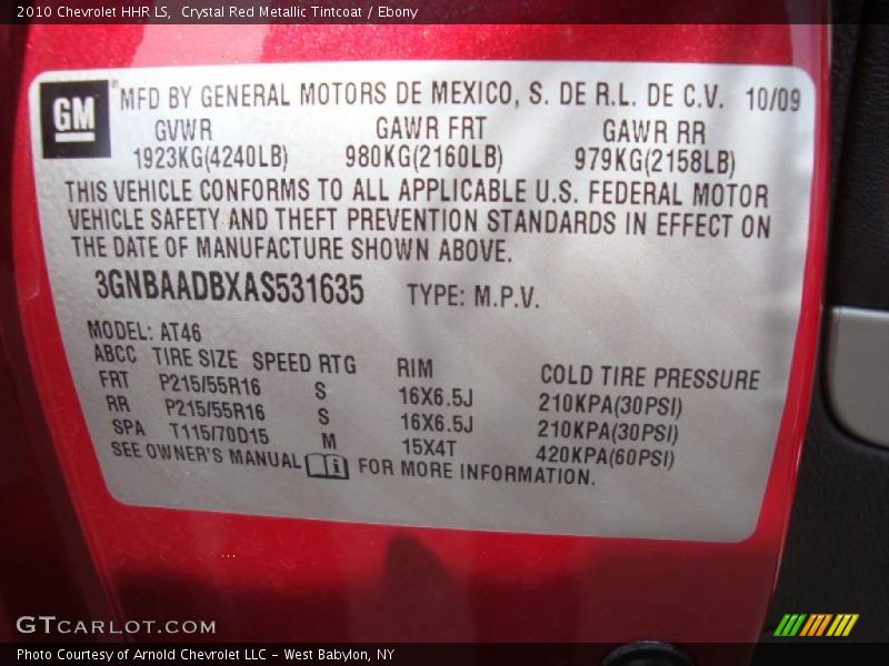 Crystal Red Metallic Tintcoat / Ebony 2010 Chevrolet HHR LS