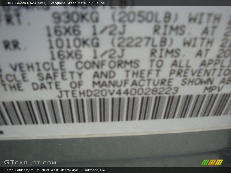 Everglade Green Metallic / Taupe 2004 Toyota RAV4 4WD