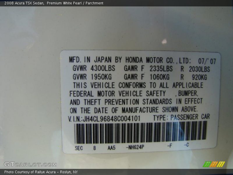 Premium White Pearl / Parchment 2008 Acura TSX Sedan