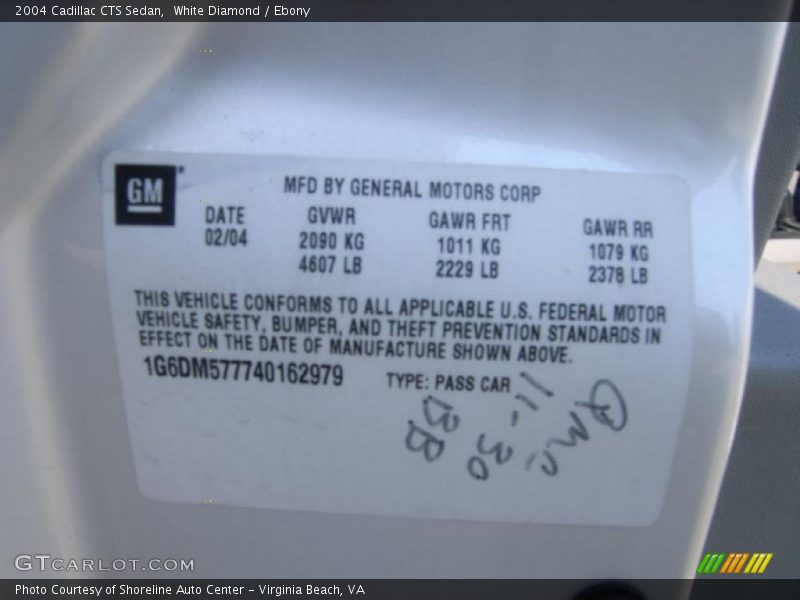 White Diamond / Ebony 2004 Cadillac CTS Sedan
