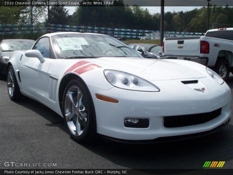 Arctic White / Red 2010 Chevrolet Corvette Grand Sport Coupe