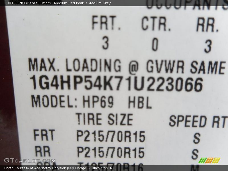 Medium Red Pearl / Medium Gray 2001 Buick LeSabre Custom
